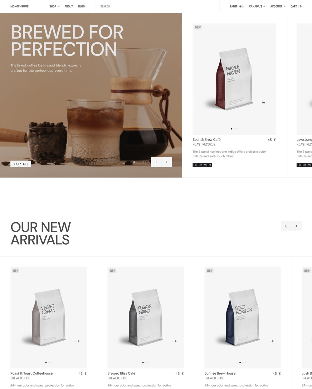 Desktop preview for Monochrome in the "Extra Fine" style